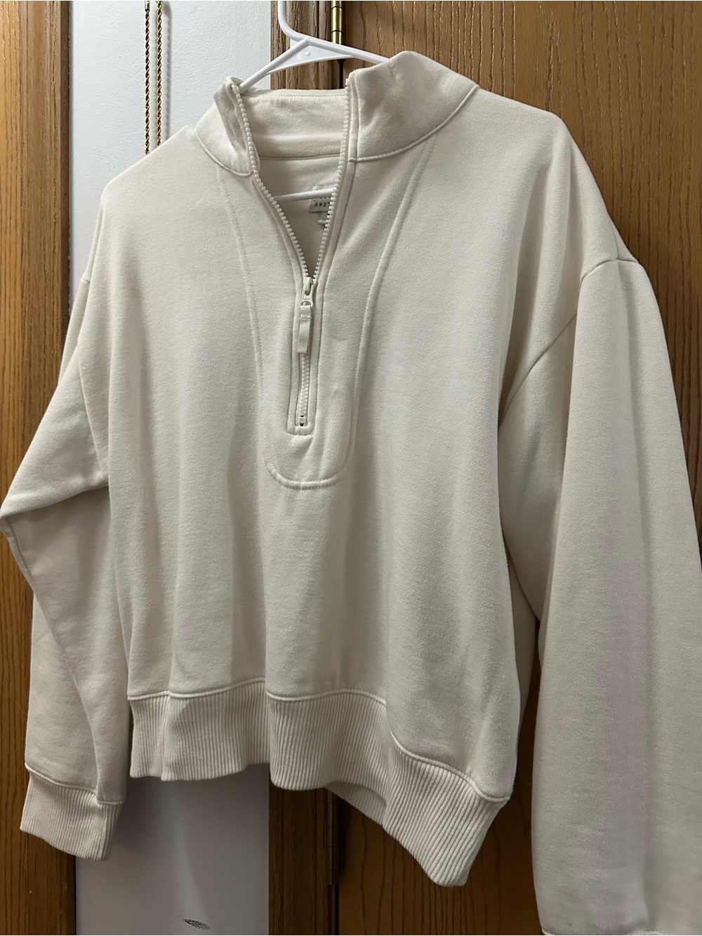 Half-Zip Soft Essential Pullover Sweater- Cream - Picture 3 of 5